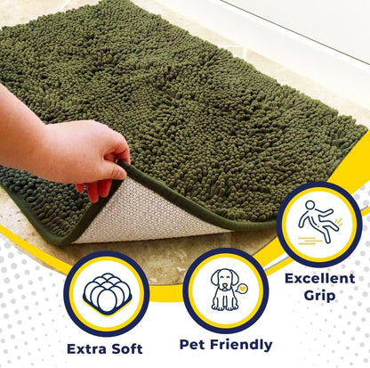 Super Absorbent Microfiber Dog Doormat – Quick-Dry Non-Slip Muddy Paw Mat for Dogs & Cats (Machine Washable)