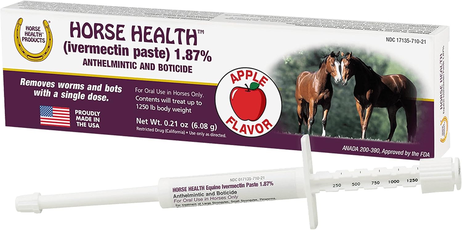 Equine Dewormer Paste – Ivermectin 1.87%, 0.21 oz for Horses up to 1,250 lbs