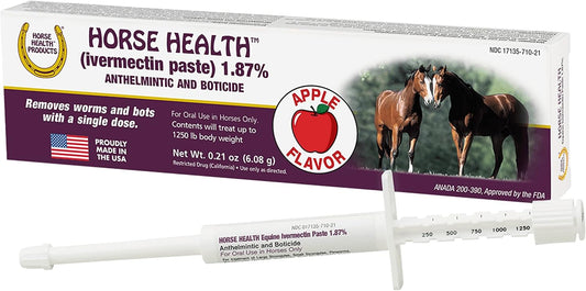 Equine Dewormer Paste – Ivermectin 1.87%, 0.21 oz for Horses up to 1,250 lbs