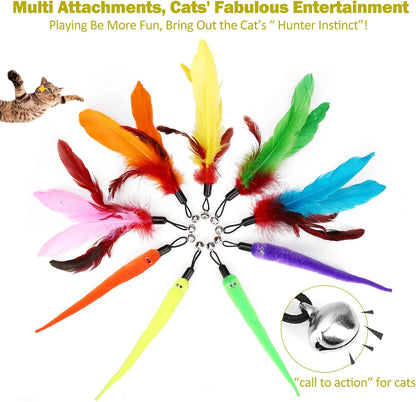 Interactive Cat Feather Toy Set – 2 Wands + 9 Teaser Refills, Bell & Fun Exerciser for Kittens & Cats 