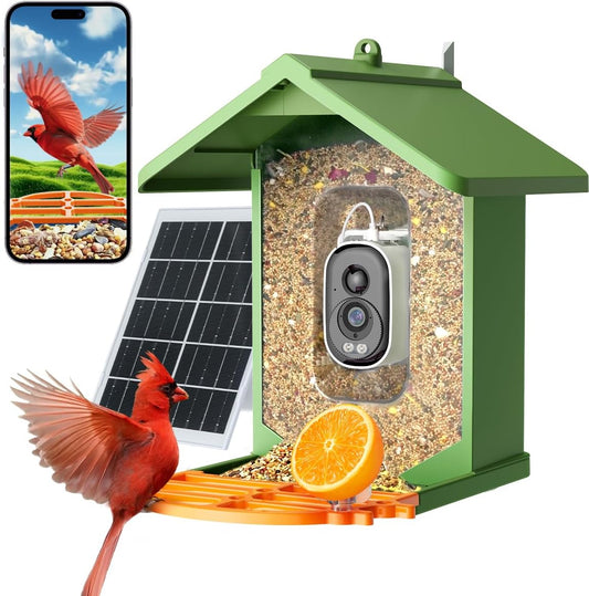 Smart Bird Feeder – Solar & Battery-Powered, 4000mAh, Automatic Food Dispensing with LED Indicator