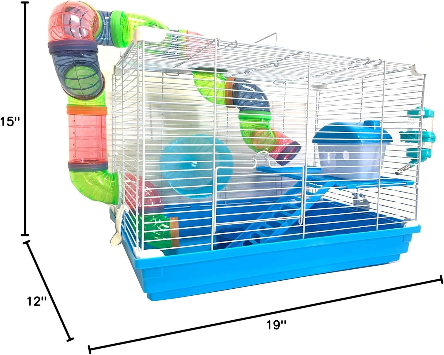 2 Levels Habitat Hamster Home Wire Cage + Full Set Accessories (Rodent Gerbil Mouse Mice Rat)