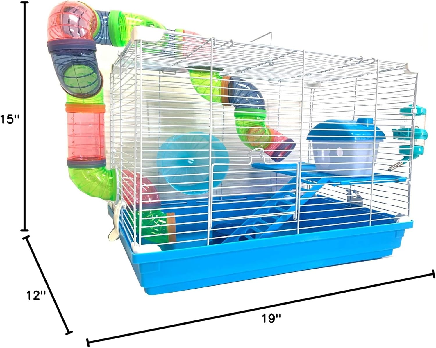 2 Levels Habitat Hamster Home Wire Cage + Full Set Accessories (Rodent Gerbil Mouse Mice Rat)