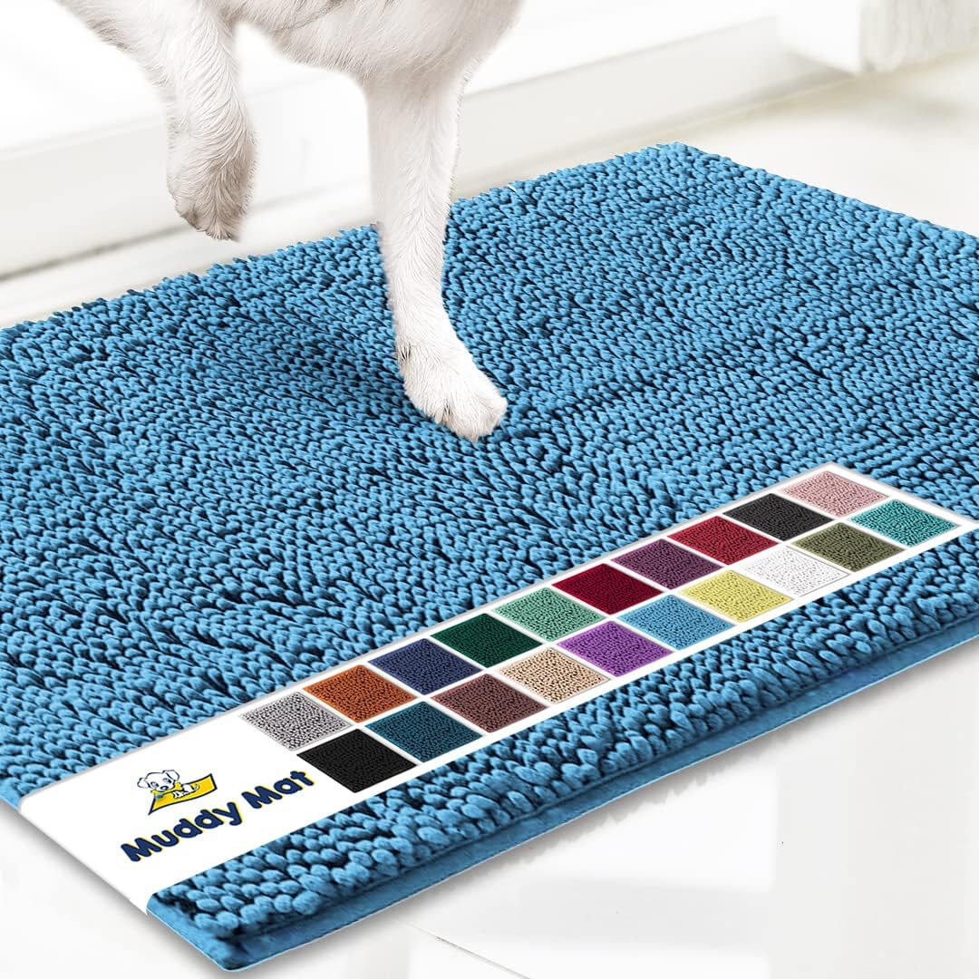 Super Absorbent Microfiber Dog Doormat – Quick-Dry Non-Slip Muddy Paw Mat for Dogs & Cats (Machine Washable)