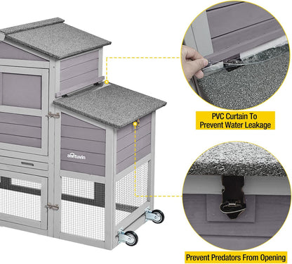 Multi-Level Chicken Coop – Outdoor Poultry Hutch with Run & Nesting Boxes