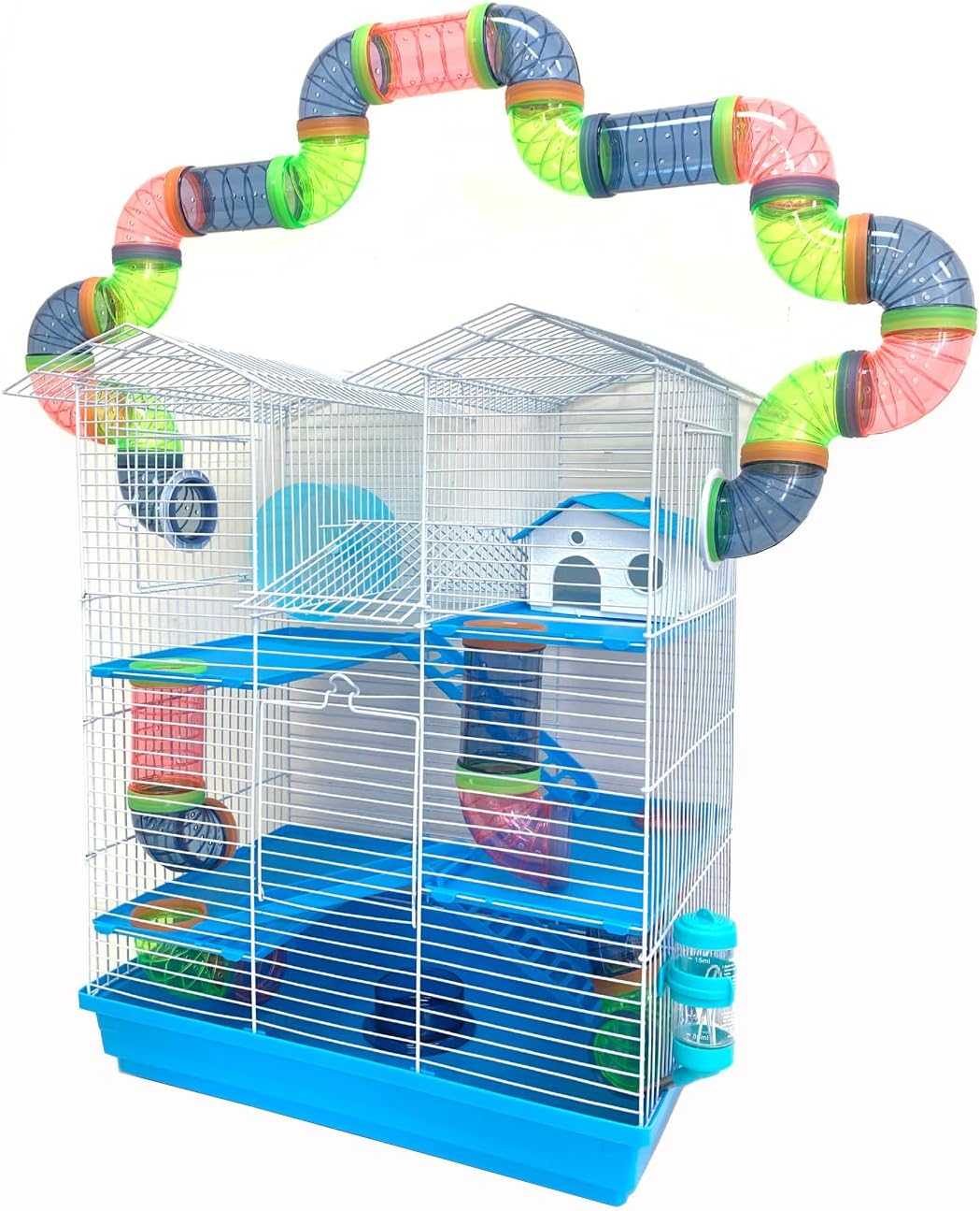 2 Levels Habitat Hamster Home Wire Cage + Full Set Accessories (Rodent Gerbil Mouse Mice Rat)