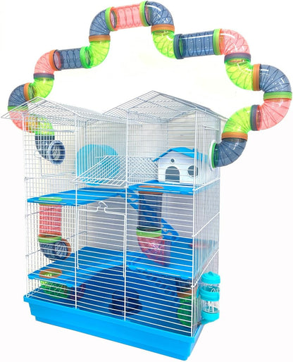2 Levels Habitat Hamster Home Wire Cage + Full Set Accessories (Rodent Gerbil Mouse Mice Rat)