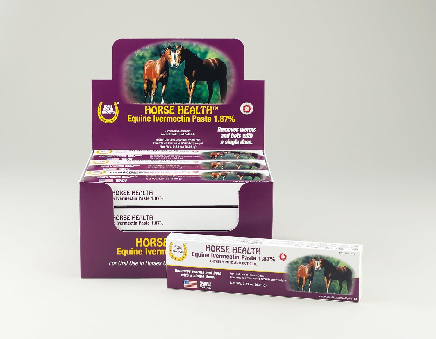 Equine Dewormer Paste – Ivermectin 1.87%, 0.21 oz for Horses up to 1,250 lbs