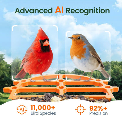Smart Bird Feeder – Solar & Battery-Powered, 4000mAh, Automatic Food Dispensing with LED Indicator