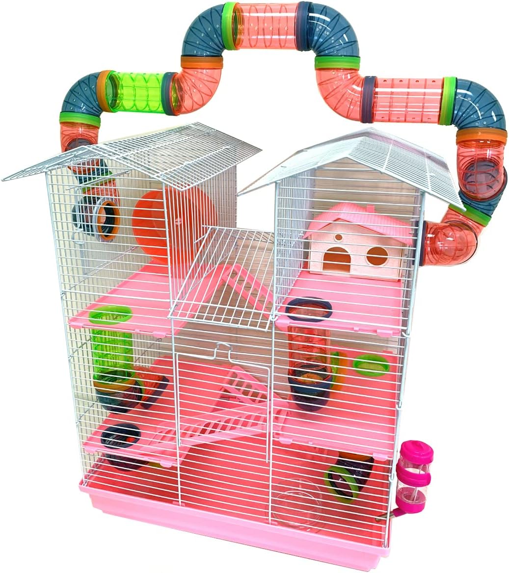 2 Levels Habitat Hamster Home Wire Cage + Full Set Accessories (Rodent Gerbil Mouse Mice Rat)