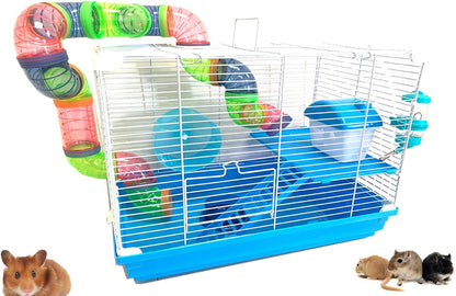 2 Levels Habitat Hamster Home Wire Cage + Full Set Accessories (Rodent Gerbil Mouse Mice Rat)