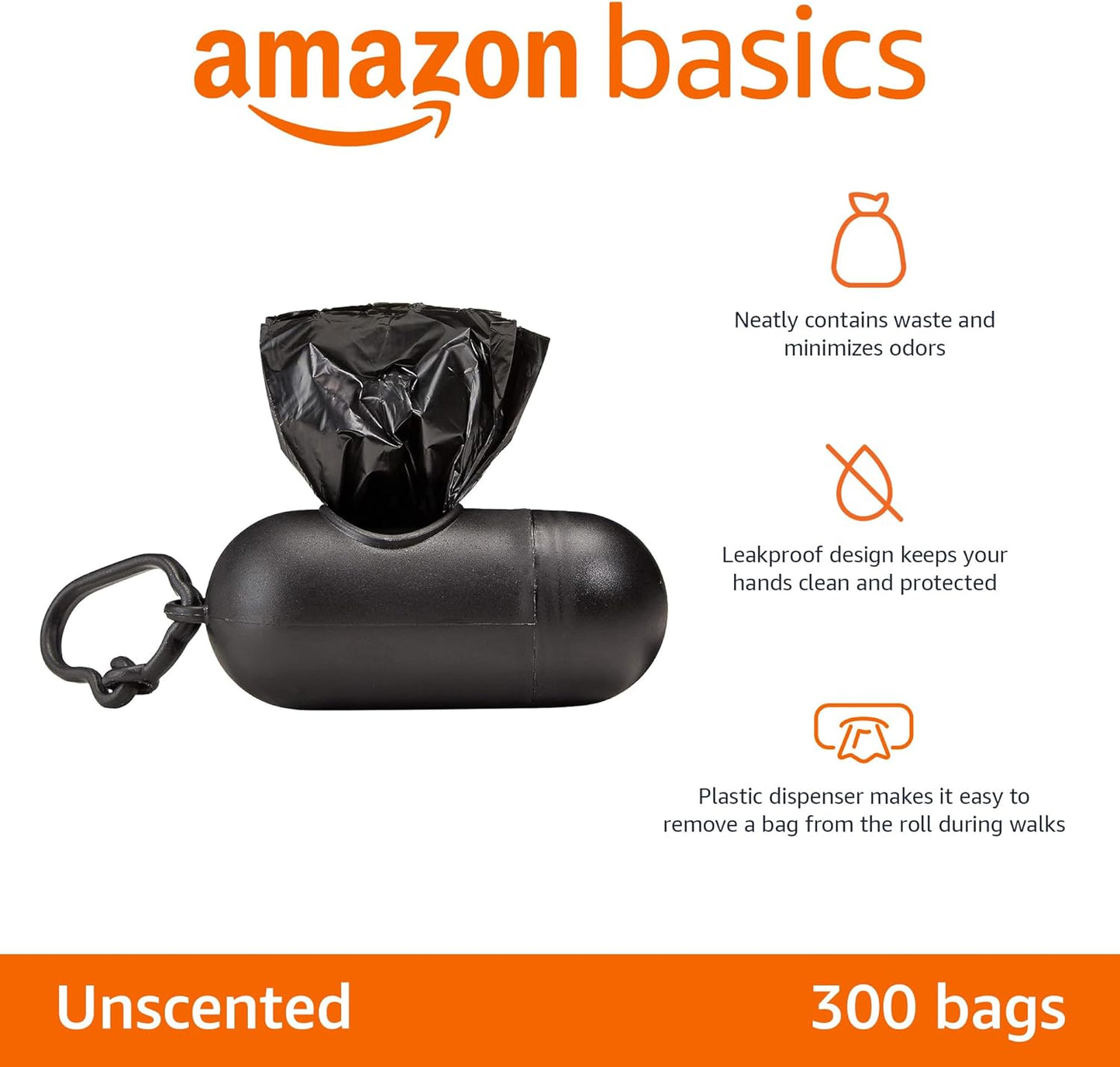 Dog Poop Bags with Dispenser - Guaranteed Leakproof, Unscented, Includes Leash Clip