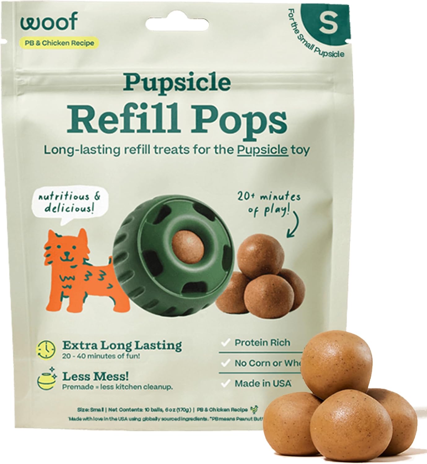 Pupsicle Dog Treats – Low-Mess Peanut Butter Frozen Snacks, Long-Lasting pops (Chicken, Beef, Birthday surprise)