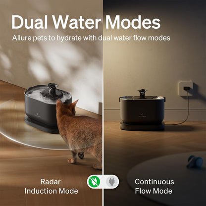 Wireless Cat Water Fountain Bundle – Battery Operated Pet Water Dispenser + 8 Replacement Filters for Dockstream