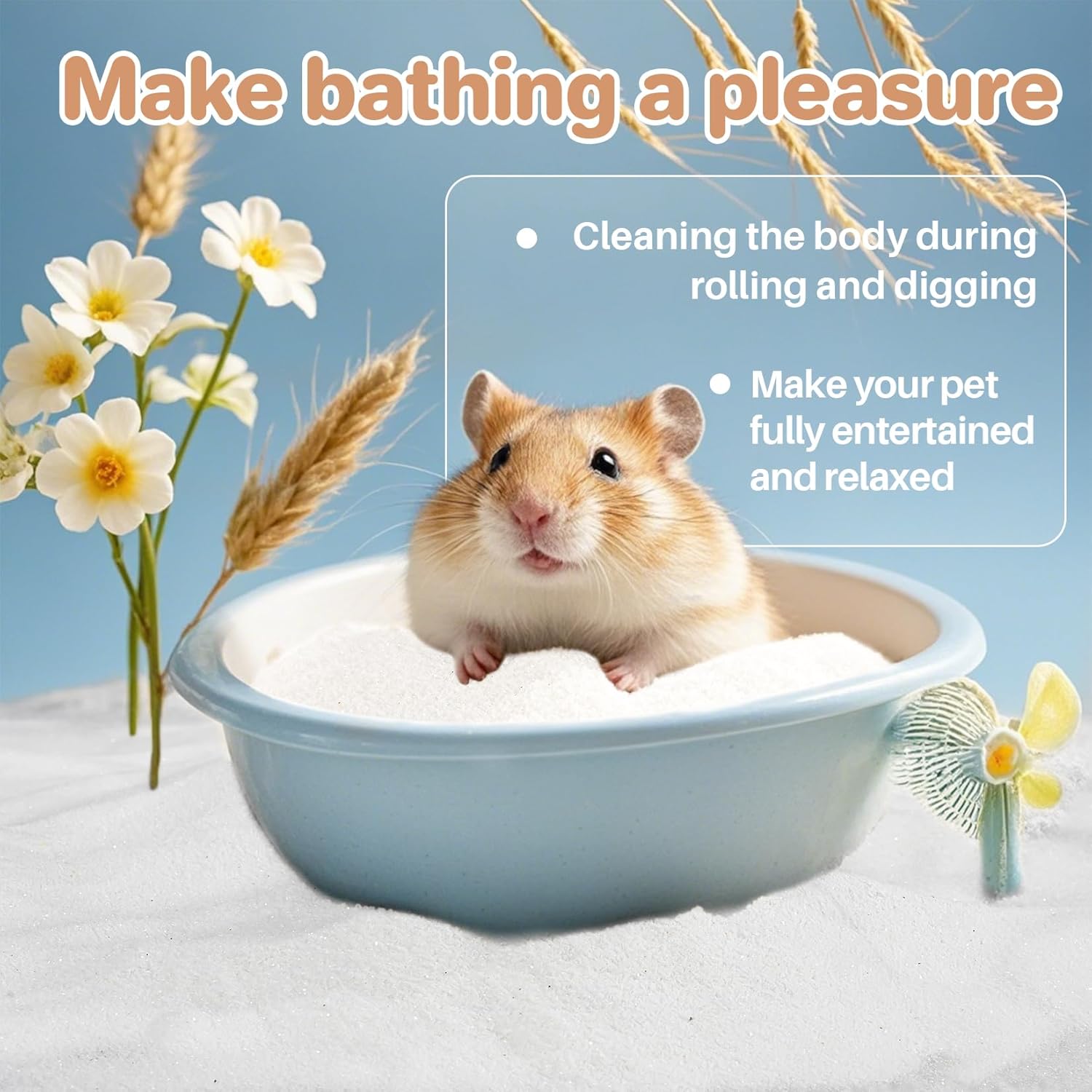 Hamster Bath Sand 15oz – Natural Dust-Free Sand for Hamster/Gerbil/Mice  Cleaning & Grooming 