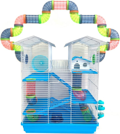 2 Levels Habitat Hamster Home Wire Cage + Full Set Accessories (Rodent Gerbil Mouse Mice Rat)