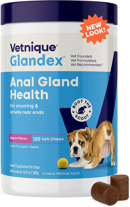 Glandex Dog Soft Chew Treats – Anal Gland Health, Digestive Enzymes & Probiotics, Pumpkin Fiber Supplement, Advanced