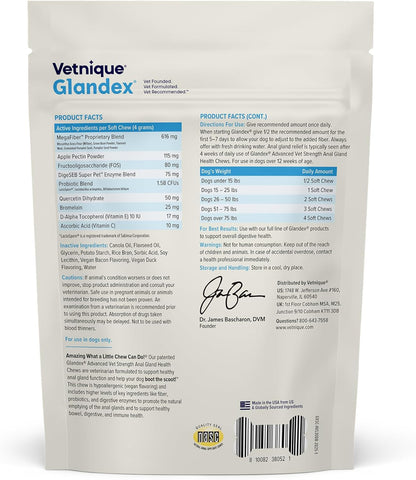 Glandex Dog Soft Chew Treats – Anal Gland Health, Digestive Enzymes & Probiotics, Pumpkin Fiber Supplement, Advanced