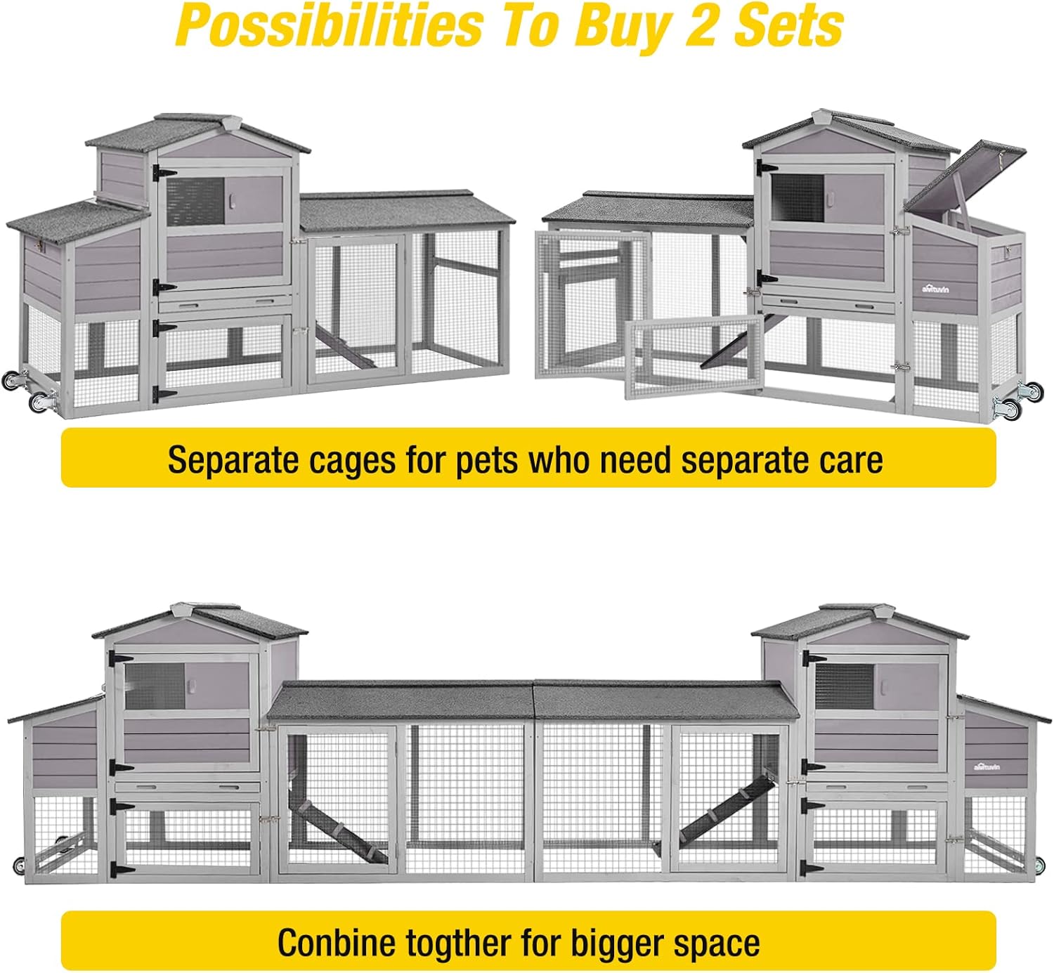 Multi-Level Chicken Coop – Outdoor Poultry Hutch with Run & Nesting Boxes
