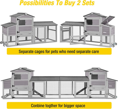 Multi-Level Chicken Coop – Outdoor Poultry Hutch with Run & Nesting Boxes