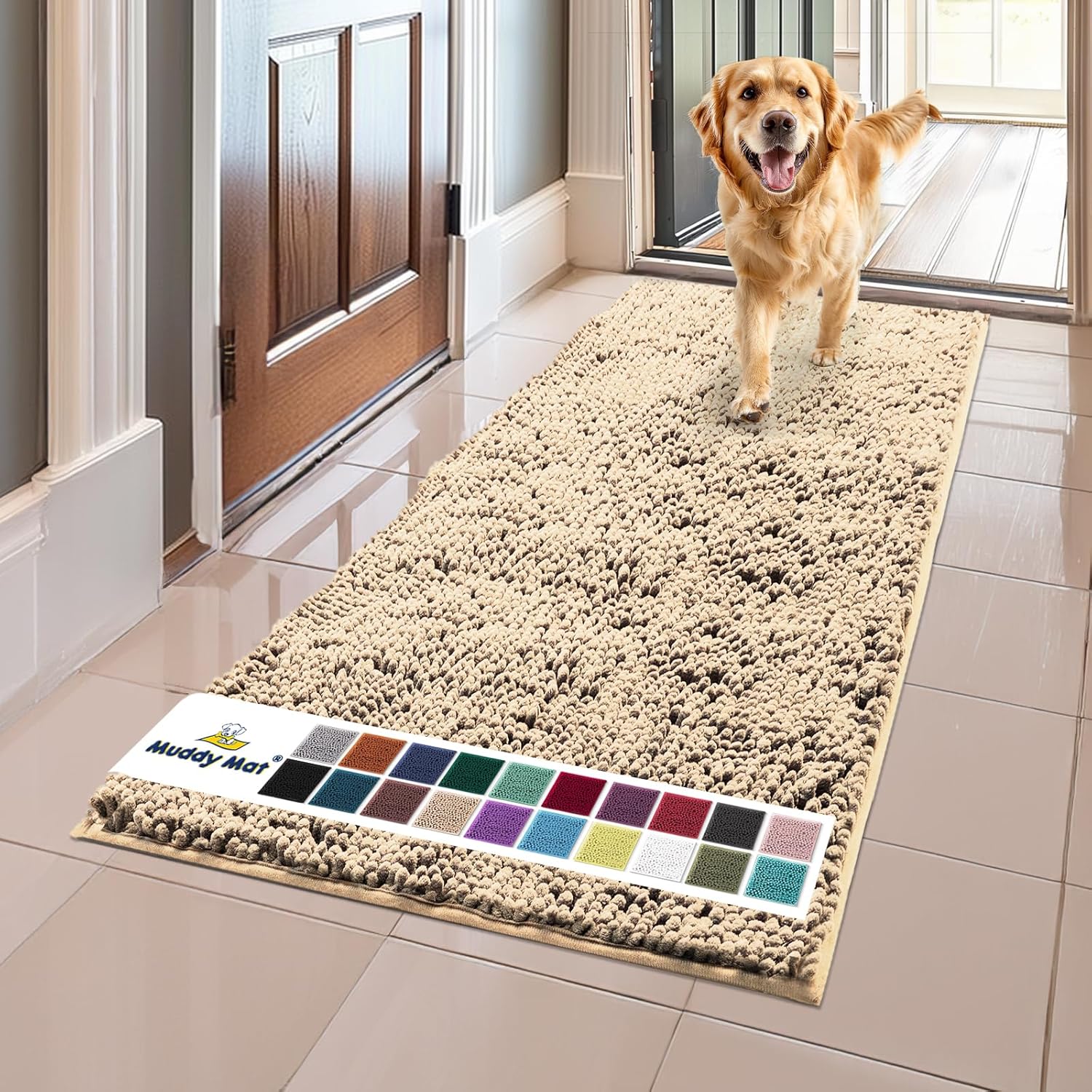 Super Absorbent Microfiber Dog Doormat – Quick-Dry Non-Slip Muddy Paw Mat for Dogs & Cats (Machine Washable)