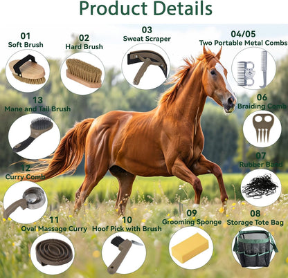 Horse Grooming Kit – Complete Organizer Set for Horses & Ponies, Beginner-Friendly