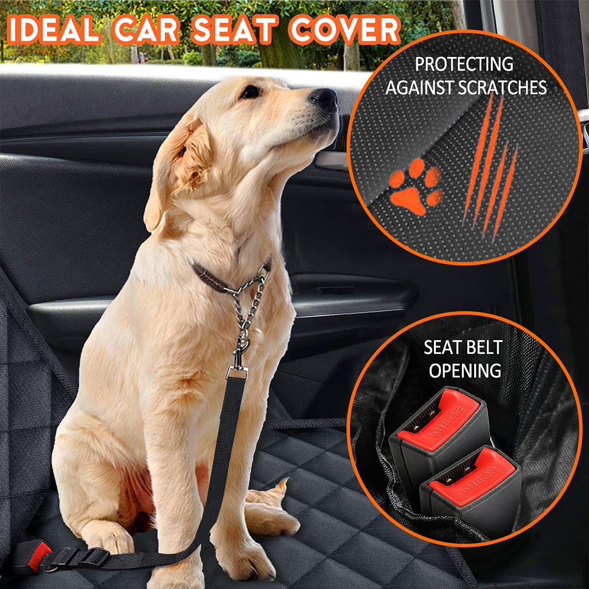 Dog Car Seat Cover, Non-Slip Rear Seat Cover Fits Middle Armrest for Most Cars Trucks Suvs 