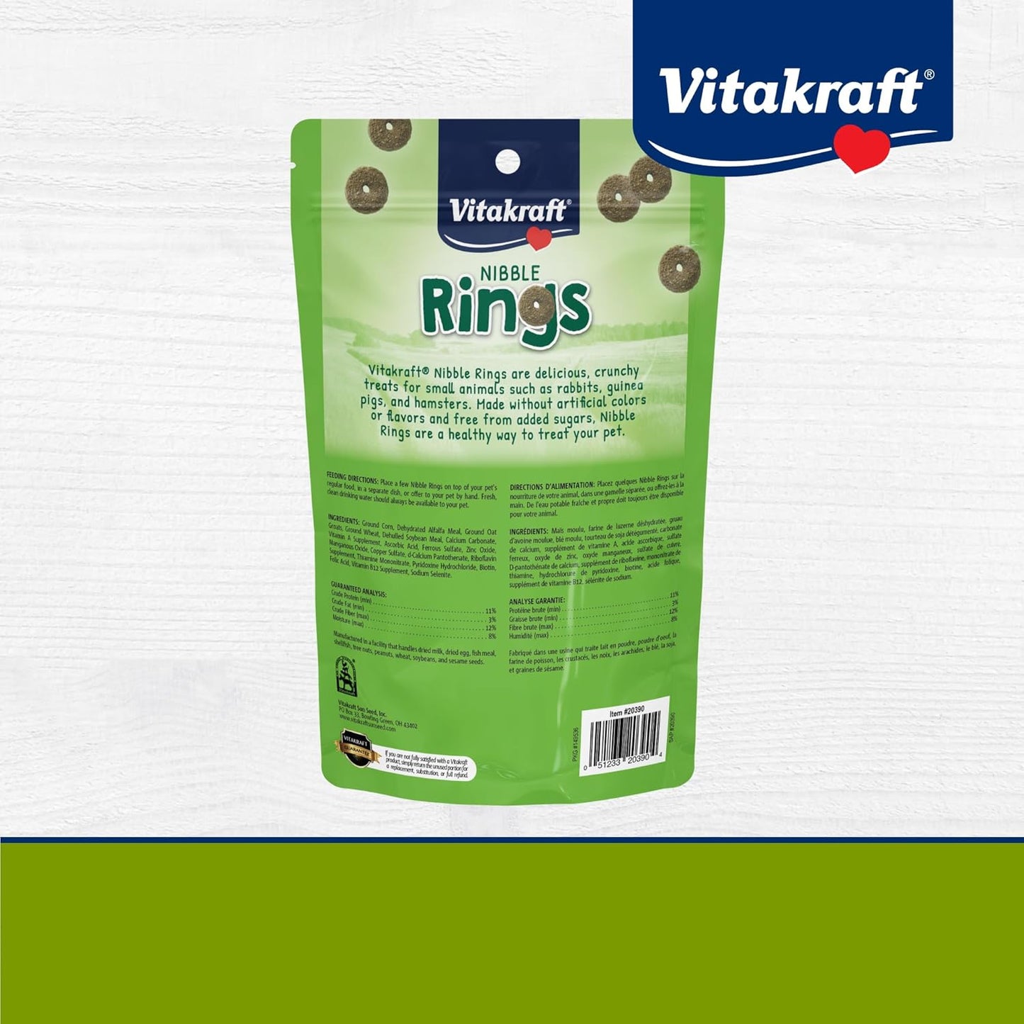 Nibble Rings Small Animal Treats - Crunchy Alfalfa Snack - for Rabbits, Guinea Pigs, Hamsters, and More