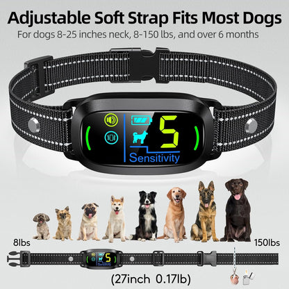Rechargeable Dog Bark Collar – Adjustable Sensitivity, Beep, Vibration & Safe Shock Training Collar for Small, Medium & Large Dogs