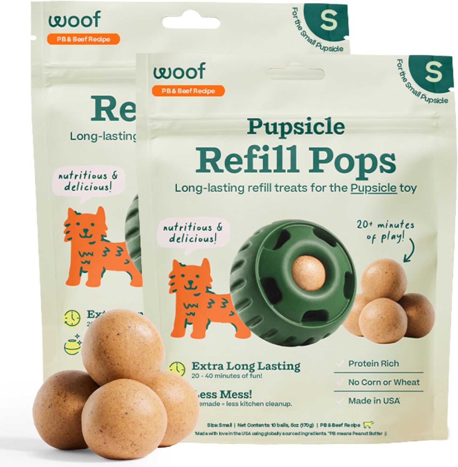 Pupsicle Dog Treats – Low-Mess Peanut Butter Frozen Snacks, Long-Lasting pops (Chicken, Beef, Birthday surprise)