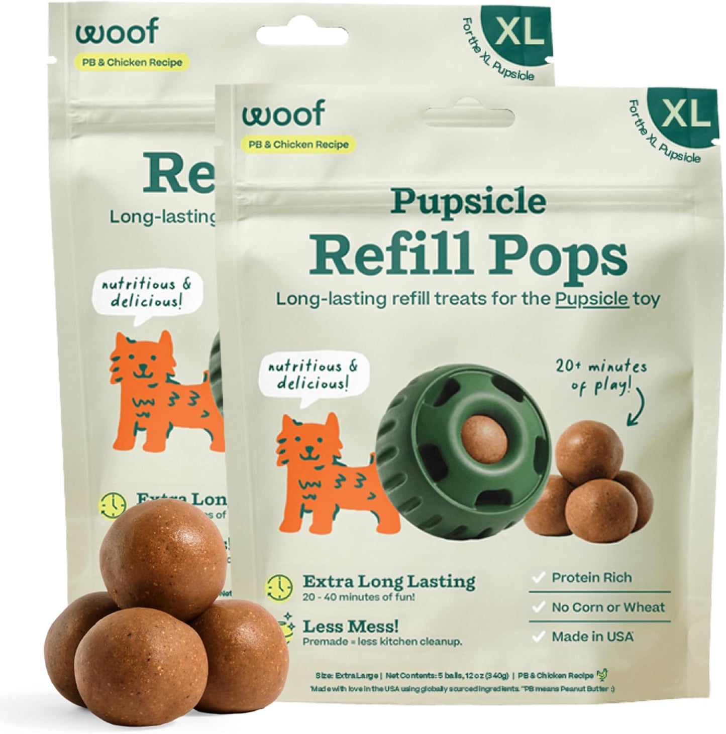Pupsicle Dog Treats – Low-Mess Peanut Butter Frozen Snacks, Long-Lasting pops (Chicken, Beef, Birthday surprise)