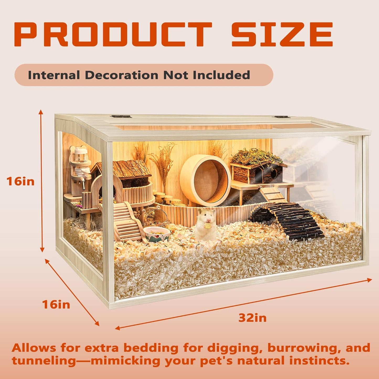 LuxuryChew-Proof Hamster Cage – Durable Habitat with Openable Top & Acrylic Panels