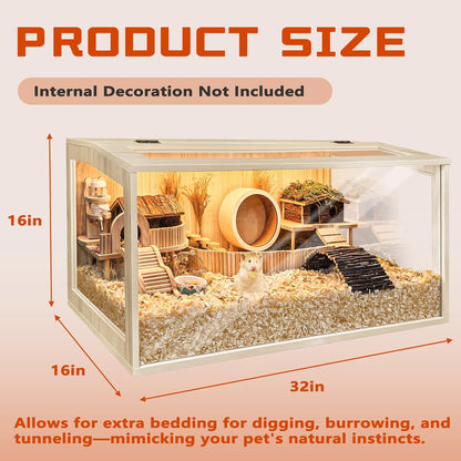 LuxuryChew-Proof Hamster Cage – Durable Habitat with Openable Top & Acrylic Panels