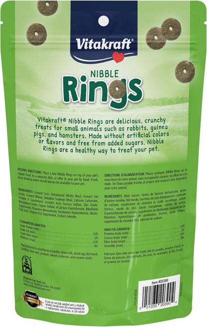 Nibble Rings Small Animal Treats - Crunchy Alfalfa Snack - for Rabbits, Guinea Pigs, Hamsters, and More