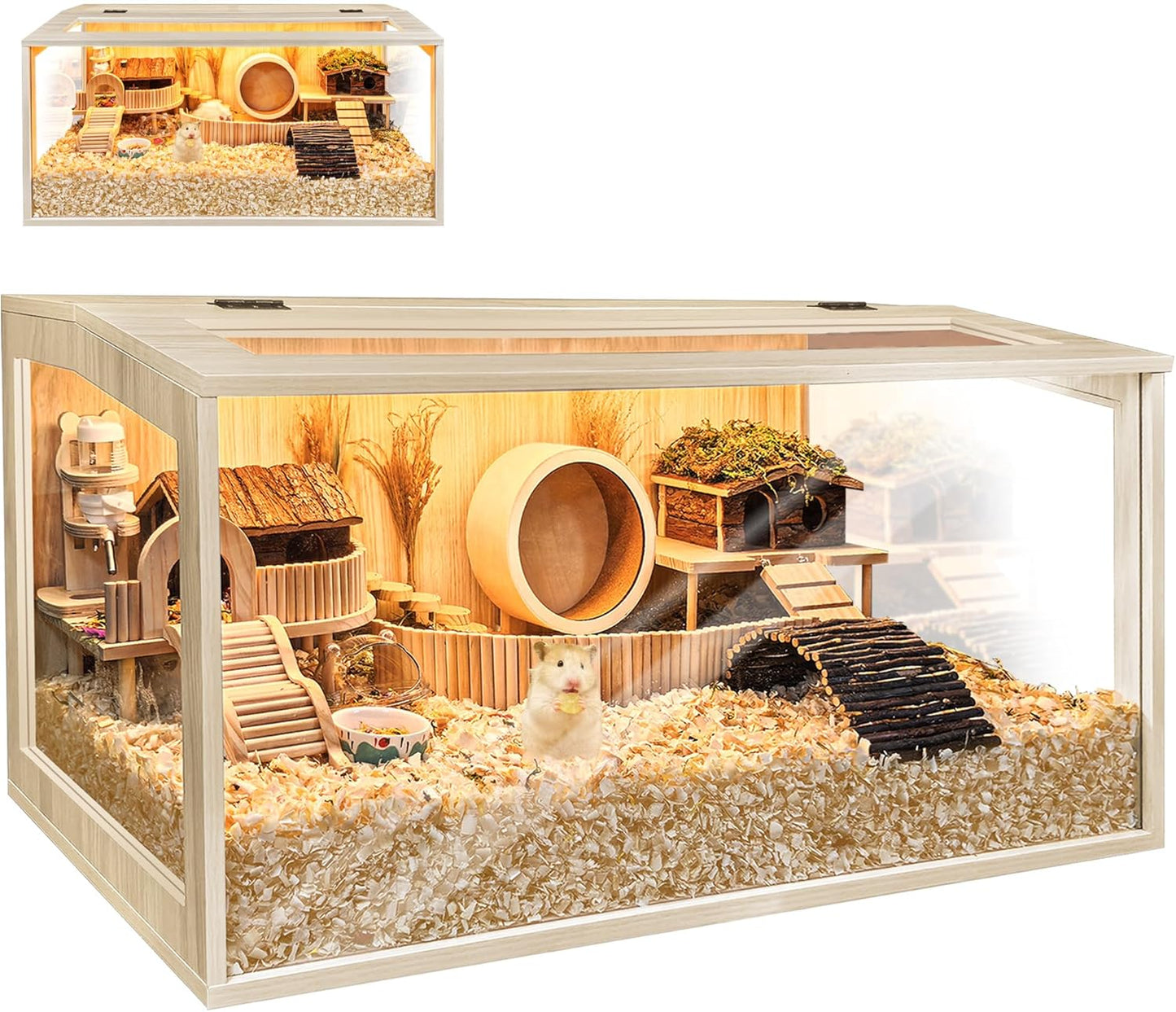 LuxuryChew-Proof Hamster Cage – Durable Habitat with Openable Top & Acrylic Panels