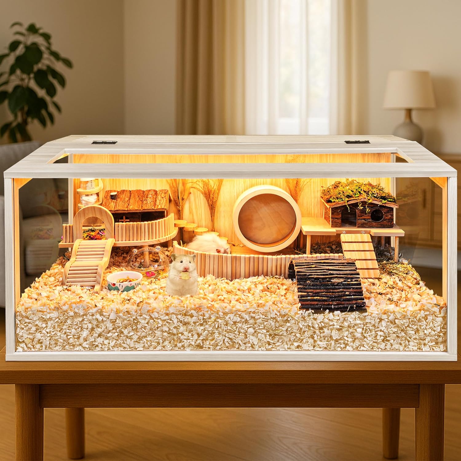 LuxuryChew-Proof Hamster Cage – Durable Habitat with Openable Top & Acrylic Panels