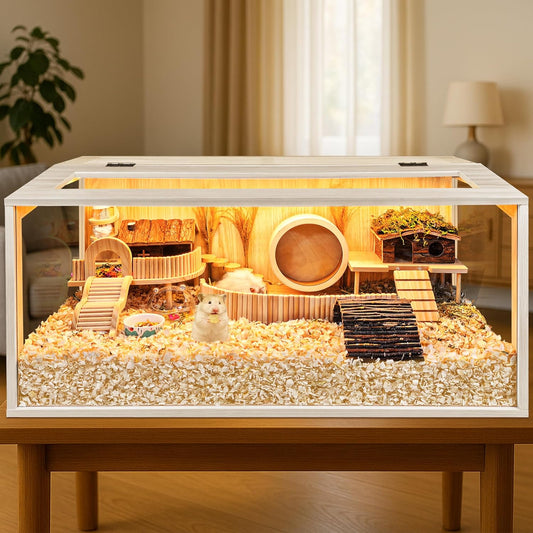 LuxuryChew-Proof Hamster Cage – Durable Habitat with Openable Top & Acrylic Panels