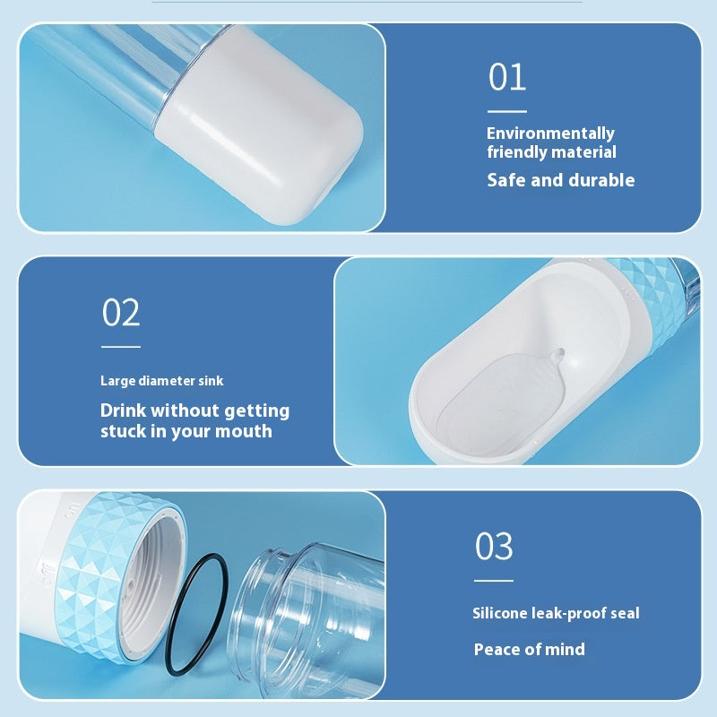 Portable Pet Water Bottle with Travel Bowl – Outdoor Pet Drinking Dispenser