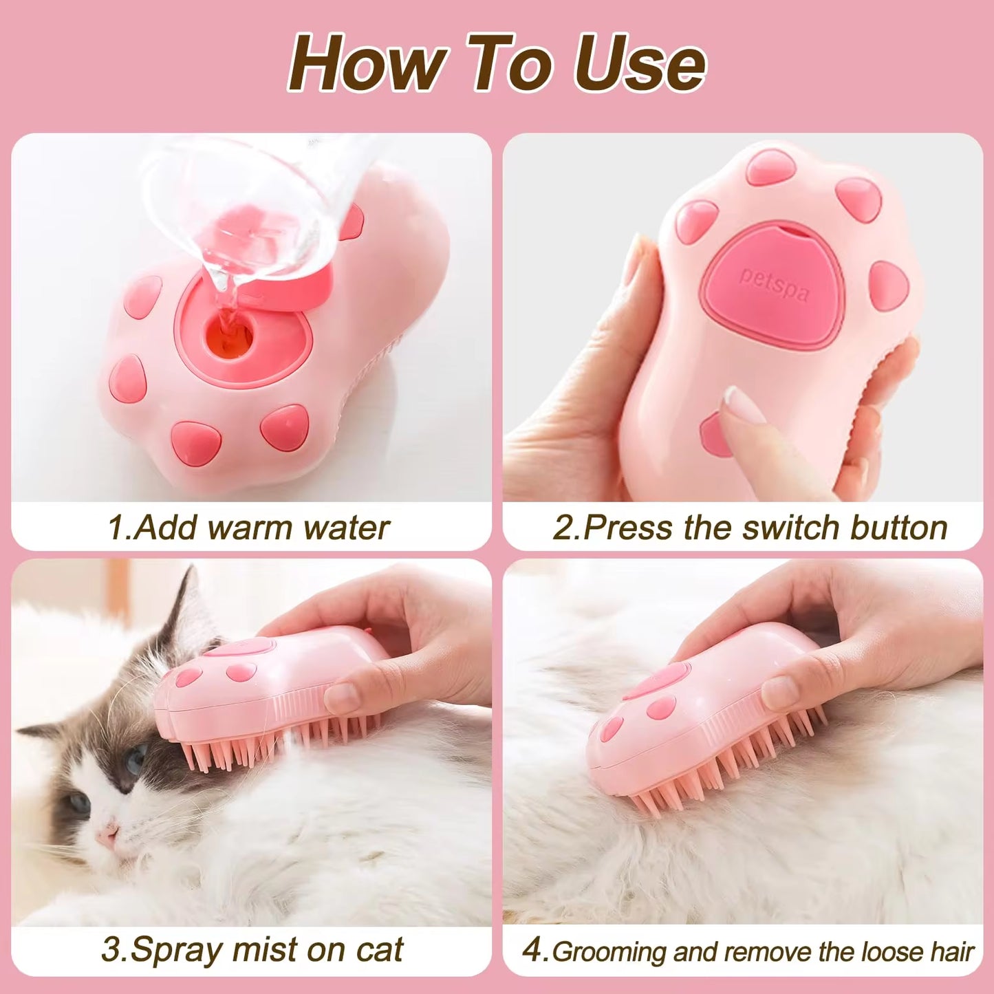 3-in-1 Electric Pet Grooming Brush – Hair Removal & Massage for Cats & Dogs