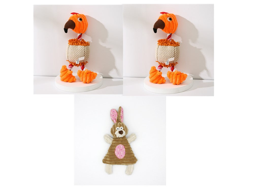 Pet Toy Donkey Shape Corduroy Chew Toy for Dogs Puppy Squeaker Squeaky Plush Bone Molar Dog Toy Pet Training Dog