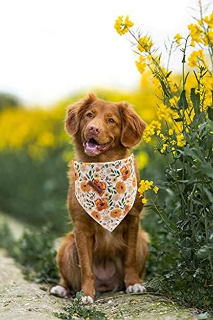 Floral Dog Bandana – Adjustable Washable Scarf for Medium & Large Dogs