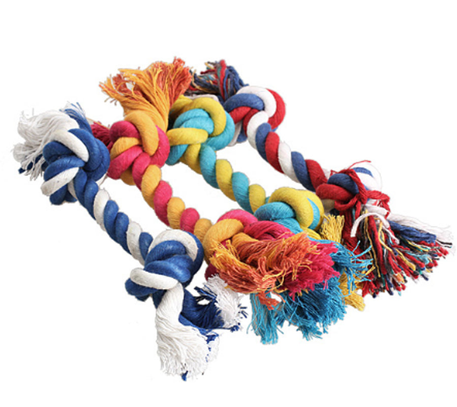 28cm Durable Dog Rope Toy – Double Knot Cotton Chew & Bite-Resistant Toy