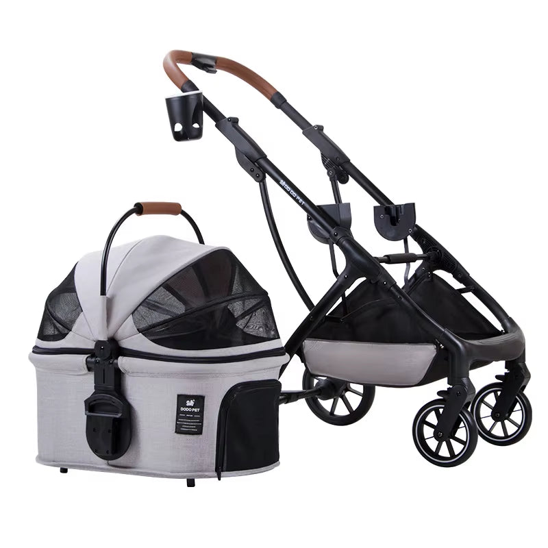Detachable Aluminium Pet Stroller – Dog & Cat Trolley for Small Dogs (Up to 20kg)
