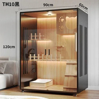 Modern Wooden Cat Villa – Large Indoor Cat House & Litter Cage