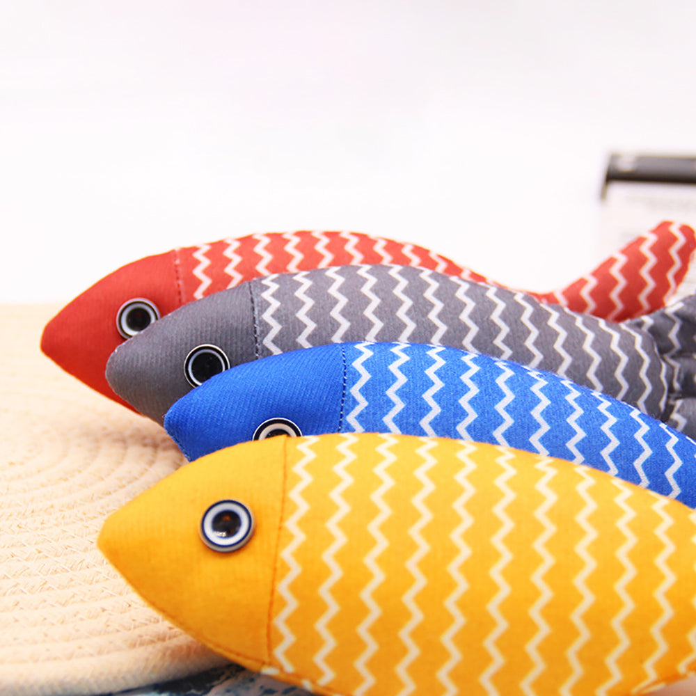Burlap Catnip Fish Toy – Durable Interactive Kicker & Teething Cat Toy with Crinkle Sound