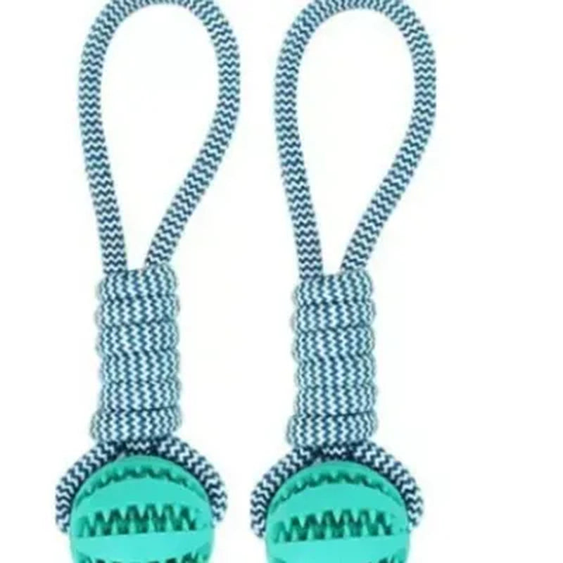 Interactive Treat-Dispensing Rubber Dog Ball with Rope