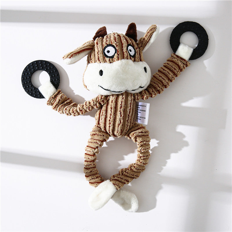 Pet Toy Donkey Shape Corduroy Chew Toy for Dogs Puppy Squeaker Squeaky Plush Bone Molar Dog Toy Pet Training Dog