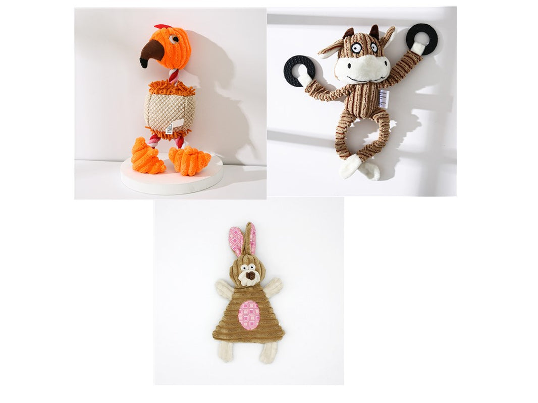 Pet Toy Donkey Shape Corduroy Chew Toy for Dogs Puppy Squeaker Squeaky Plush Bone Molar Dog Toy Pet Training Dog