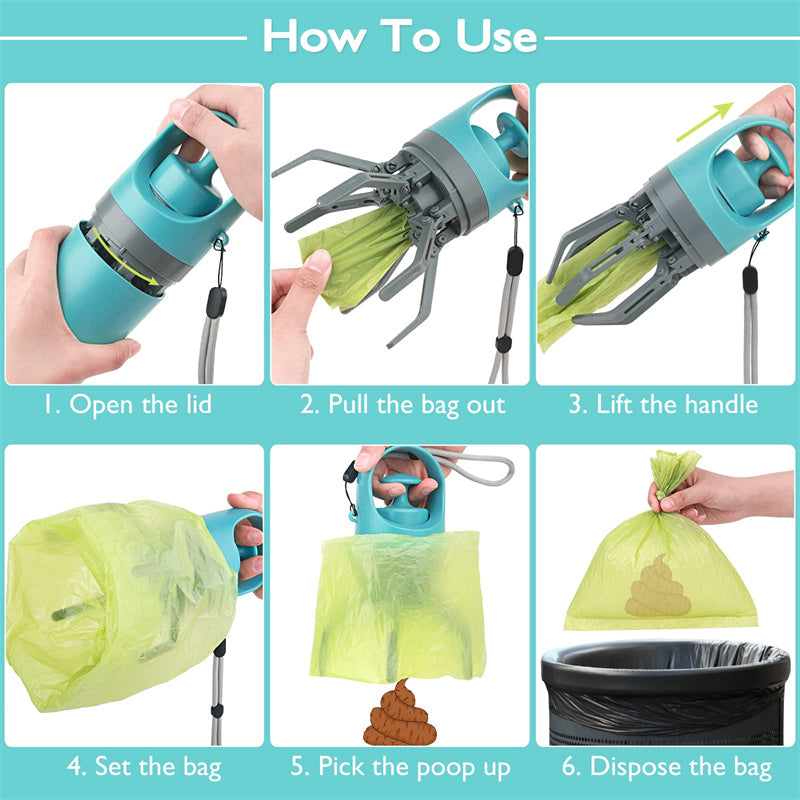 Portable Lightweight Dog Pooper Scooper with Built-In Bag Dispenser