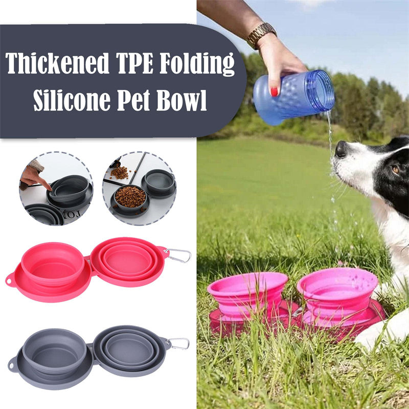 Foldable Double Pet Feeding Bowl – Travel & Portable Dog & Cat Bowls